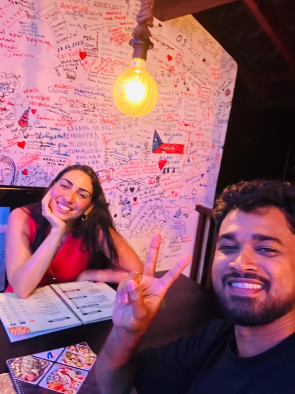 A V68 Adventures guest at a local restaurant in Sri Lanka