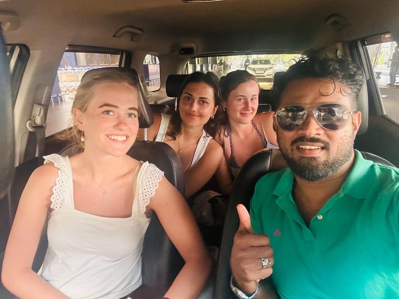 Three friends travelling Sri Lanka with a V68 Adventures private driver