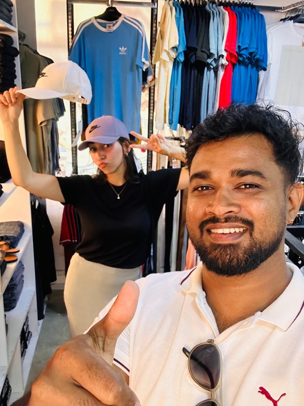 A V68 Adventures guest shopping in Sri Lanka with their private driver